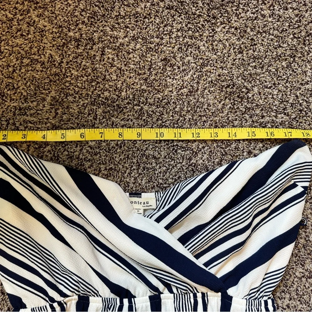 Monteu Striped Navy White Sleeveless Dress Size  juniors large adjustable strap - Picture 9 of 12